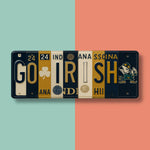 Go Irish License Plate Sign – Notre Dame Fighting Irish Metal Wall Art | Navy and Gold Dorm, Fan Cave & Game Day Decor (16×6)