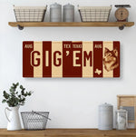 Gig 'Em Texas Aggies Aluminum Sign, Aggie Man Cave Decor (16x6)