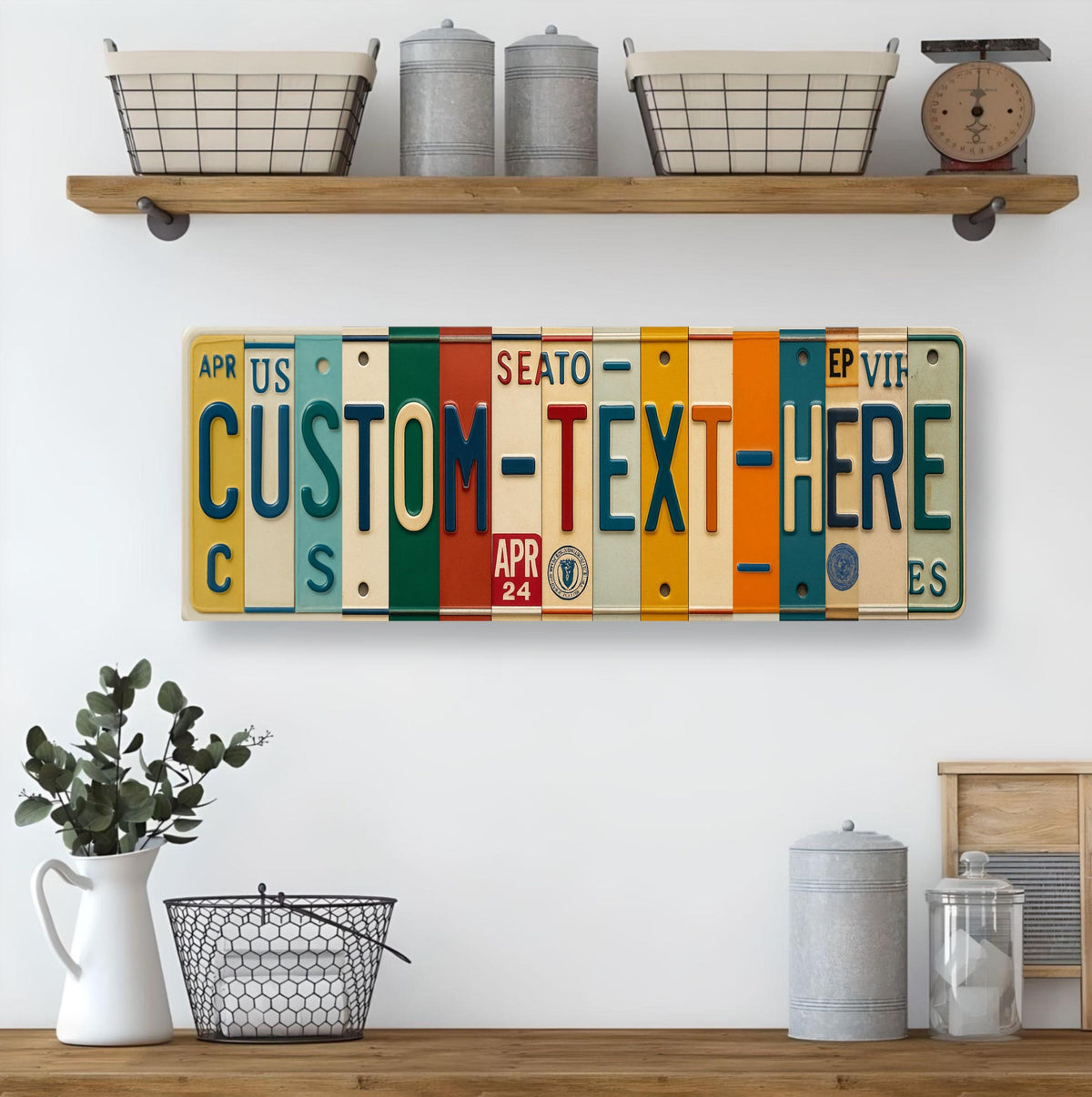 Custom License Plate Sign, Personalized Name Wall Art, 16x6 Metal Decor