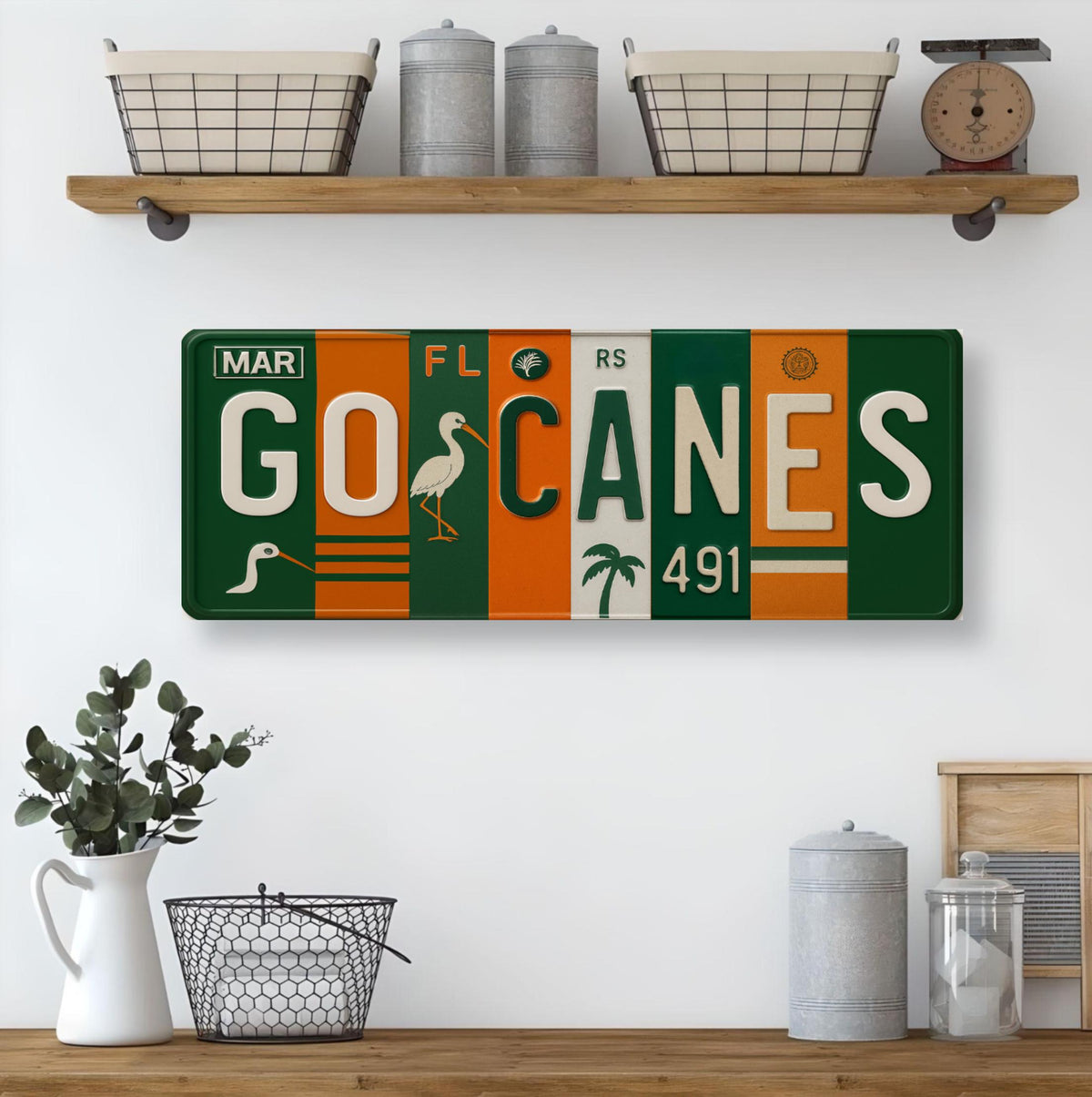 Miami Hurricanes Metal Sign – Florida Decor, Metal Wall Art, Orange Green,