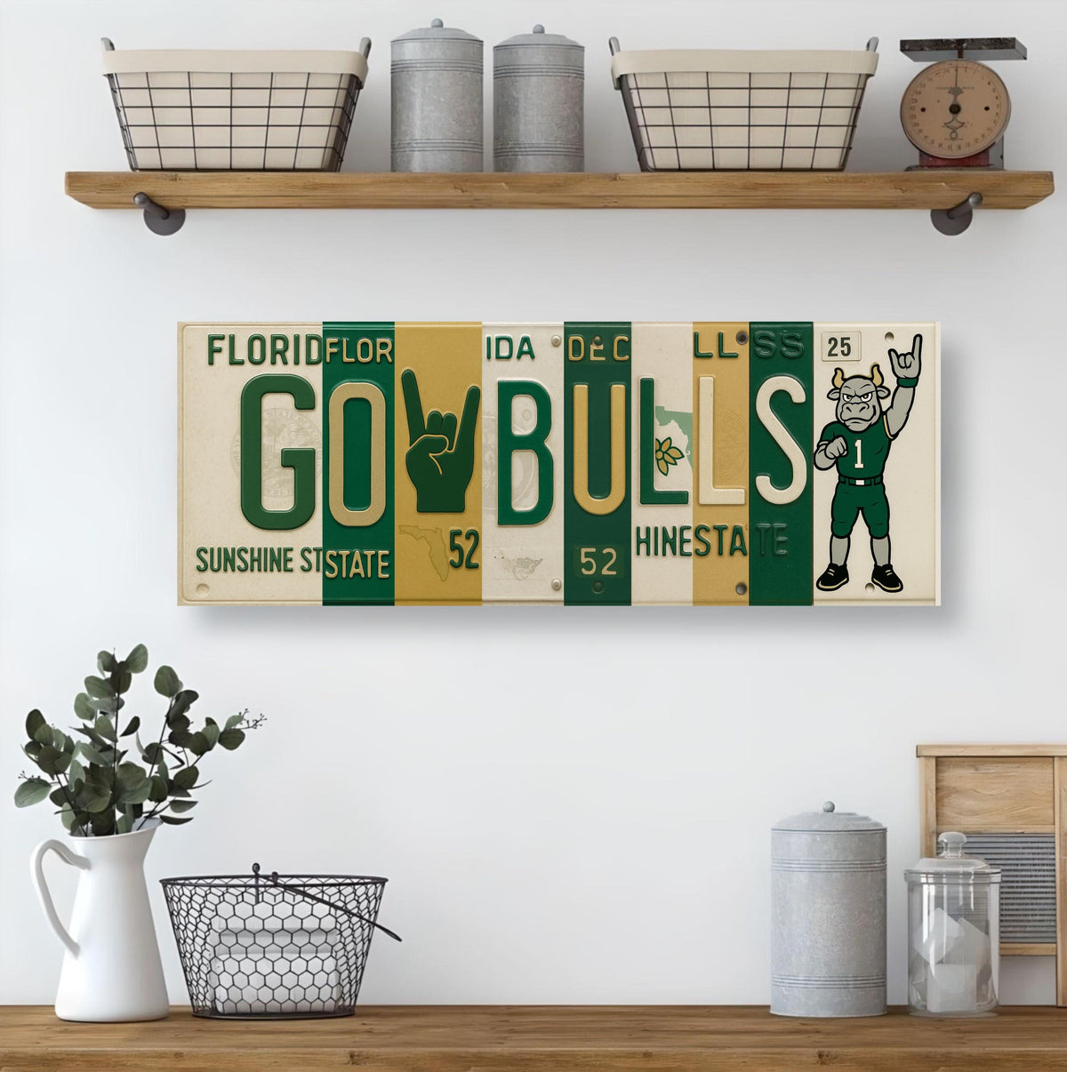 USF Bulls License Plate Sign – Green & Gold Metal Wall Art
