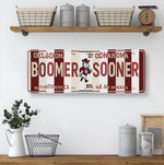 Boomer Sooner License Plate Sign – Oklahoma Sooners Metal Wall Art | Crimson & Cream Fan Cave, Dorm Decor and Game Day Gift (16×6)