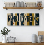 Ramblin’ Wreck License Plate Sign – Georgia Tech Yellow Jackets Metal Wall Art | Navy & Gold Fan Cave, Dorm and Tailgate Decor (16×6)