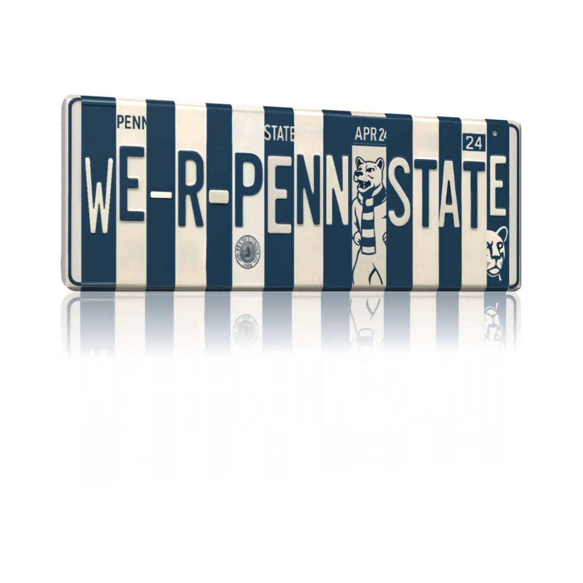 We are Penn State License Plate Sign – Penn State Nittany Lions Metal Wall Art | PSU Nittany Navy & White Dorm, Fan Game Day Decor (16×6)