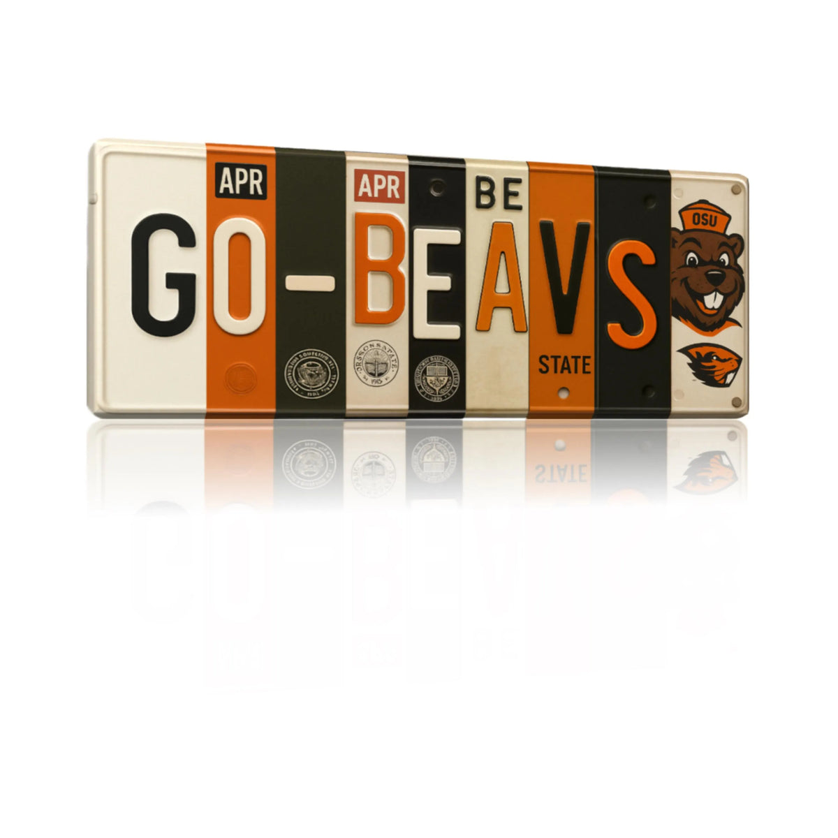 Go-Beavs License Plate Sign – Oregon State Beavers Metal Wall Art | OSU, Orange & Black Fan Cave, Dorm and Tailgate Decor (16×6)
