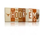 Hook ’Em License Plate Sign – Texas Longhorns Metal Wall Art | Burnt Orange & White Fan Cave, Dorm and Game Day Decor (16×6)