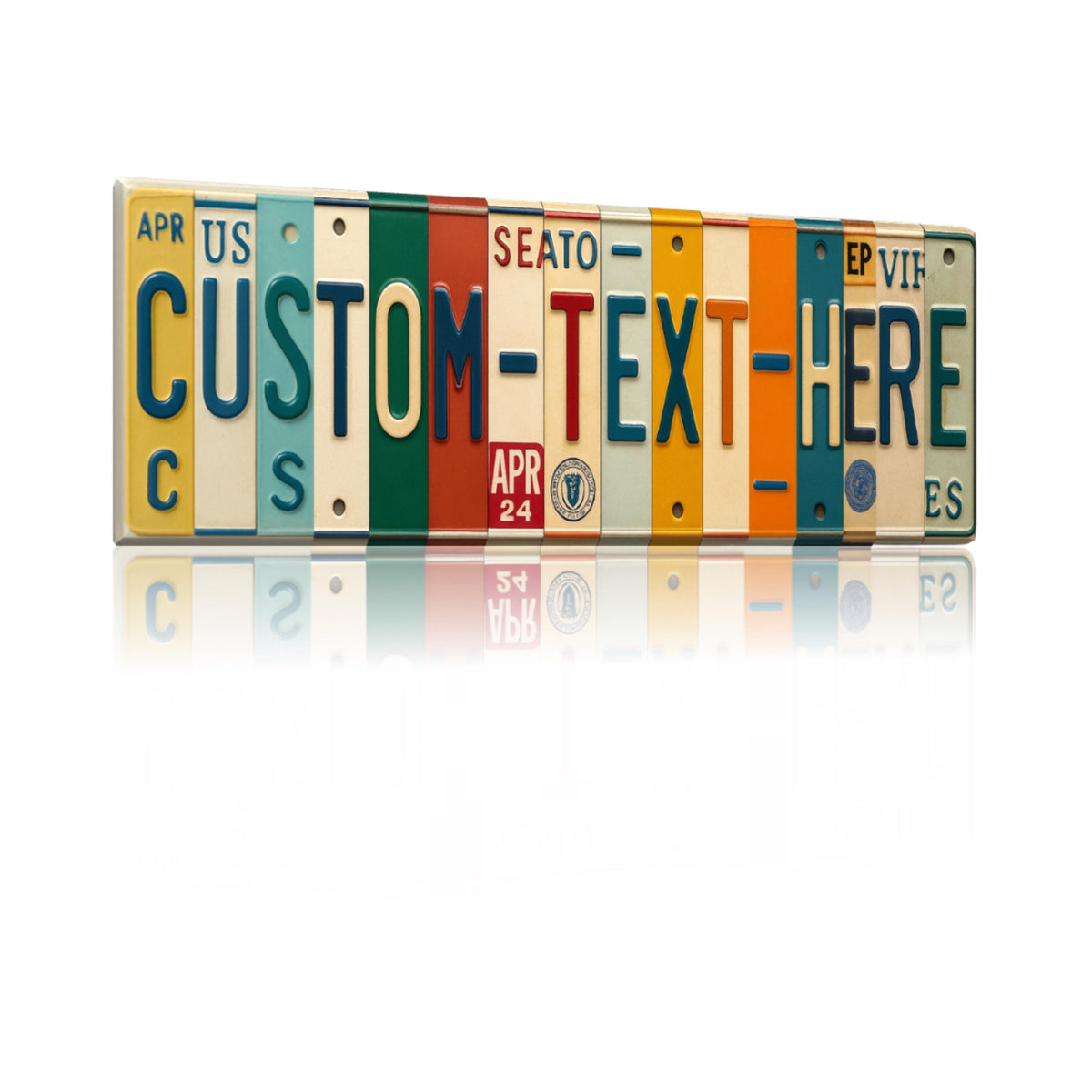 Custom License Plate Sign, Personalized Name Wall Art, 16x6 Metal Decor