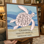 Sea Turtle Wood Sign in Silver Gift for Grandma