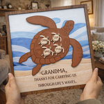 Sea Turtle Wood Sign in Silver Gift for Grandma
