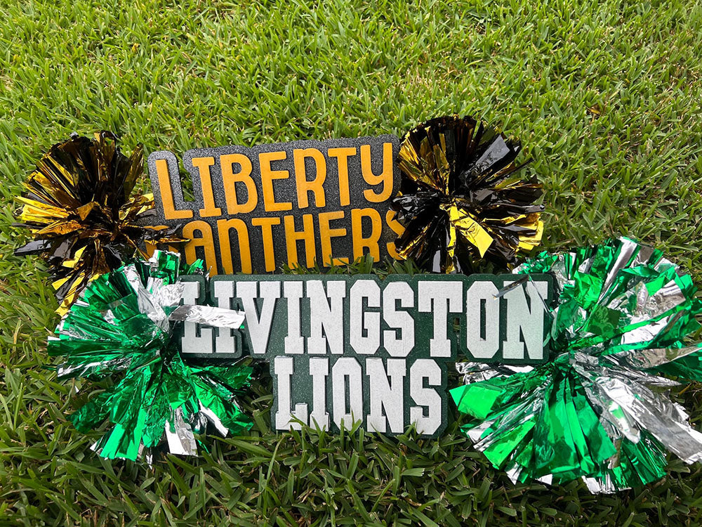 Personalized Cheer Stick with Poms: Game Day Spirit Sign