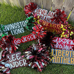 Personalized Cheer Stick with Poms: Game Day Spirit Sign