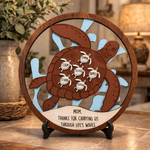 Sea Turtle Round Wood Sign Gift for Mom
