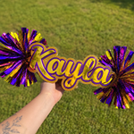 Custom Cheer Stick Sign With Pom Poms Personalized School Spirit Accessory